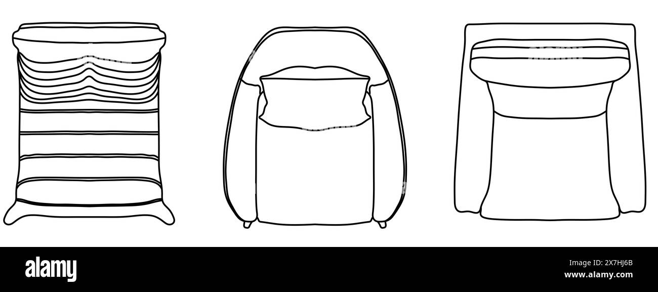 Concept ou ensemble conceptuel ou collection de fauteuils de différentes perspectives isolés sur blanc. illustration 3d comme métaphore de l'architecture et Banque D'Images