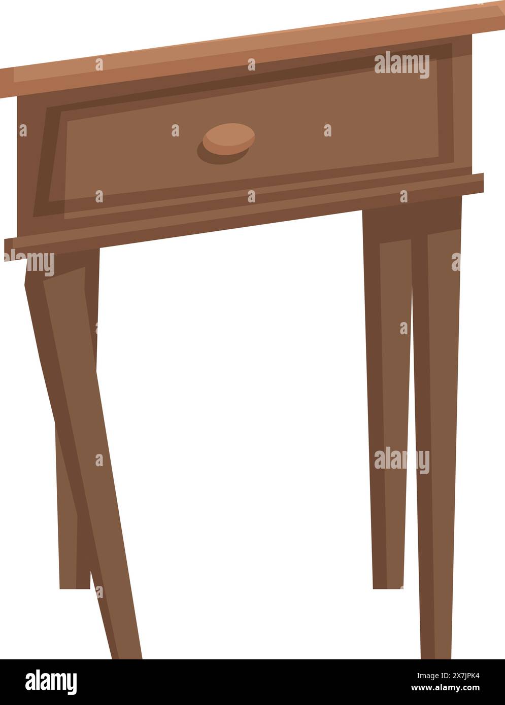 Table de chevet en bois de dessin animé avec un tiroir, idéal pour les thèmes de design d'intérieur Illustration de Vecteur