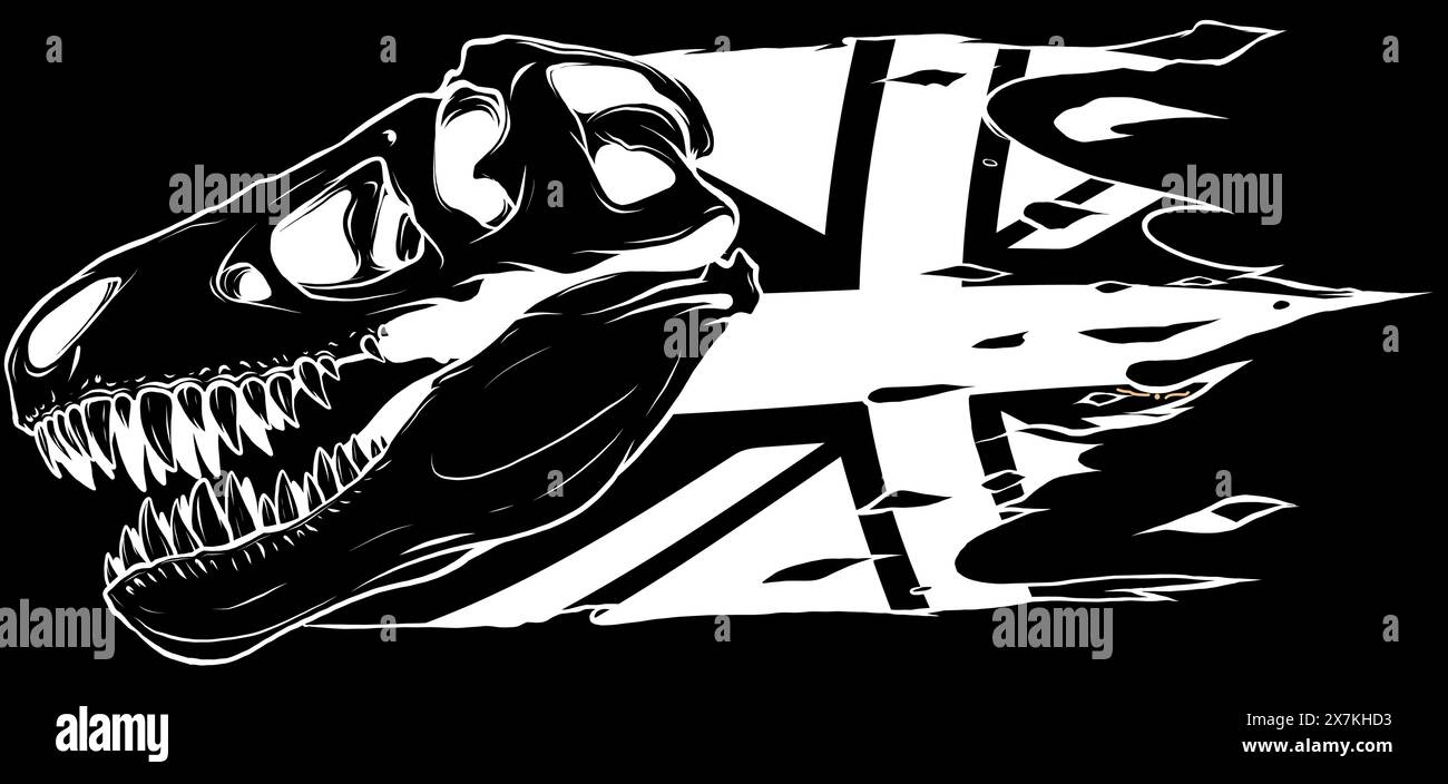 tyrannosaurus rex Dinosaur tête en illustration vectorielle noire et blanche Illustration de Vecteur