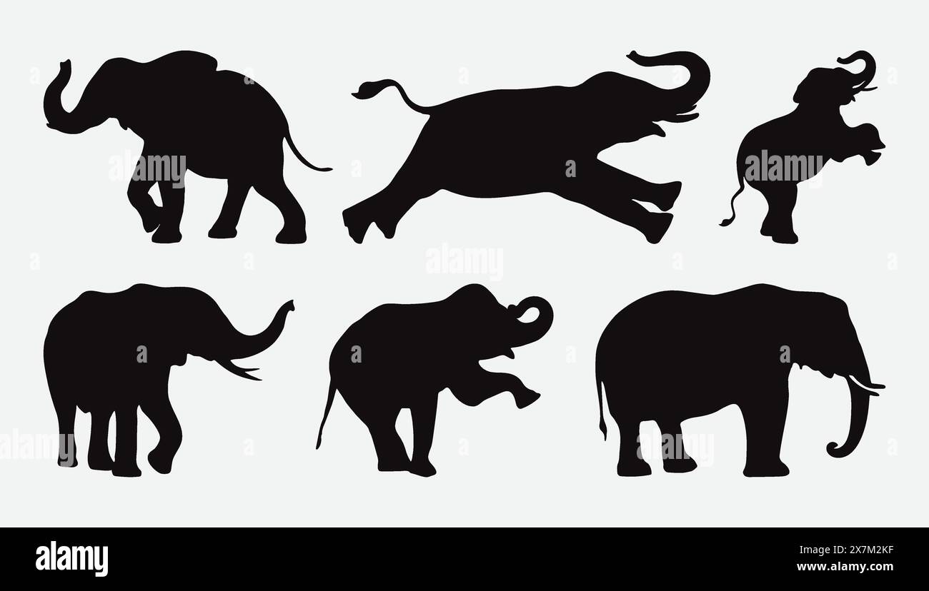 Collection vectorielle Majestic Elephant Silhouette pour les projets d'art et de design Illustration de Vecteur