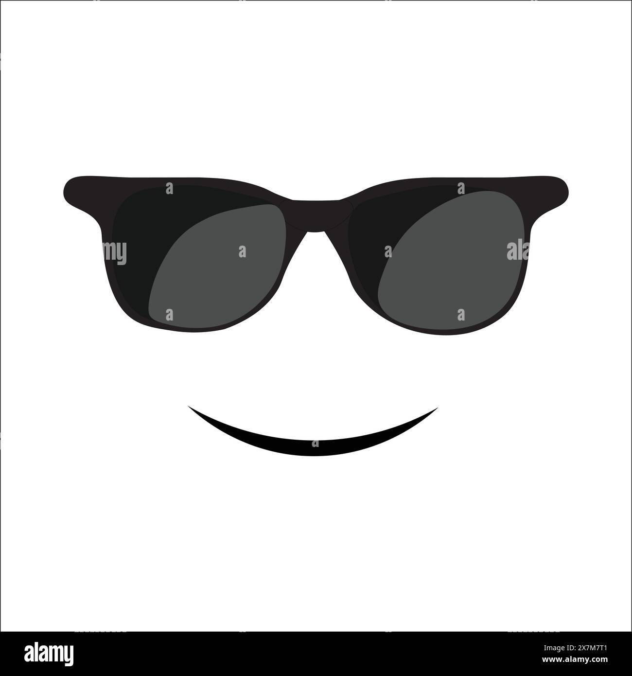 Lunettes de soleil avec sourire. Icône de patron émoticône drôle. Illustration vectorielle isolée sur fond blanc Illustration de Vecteur