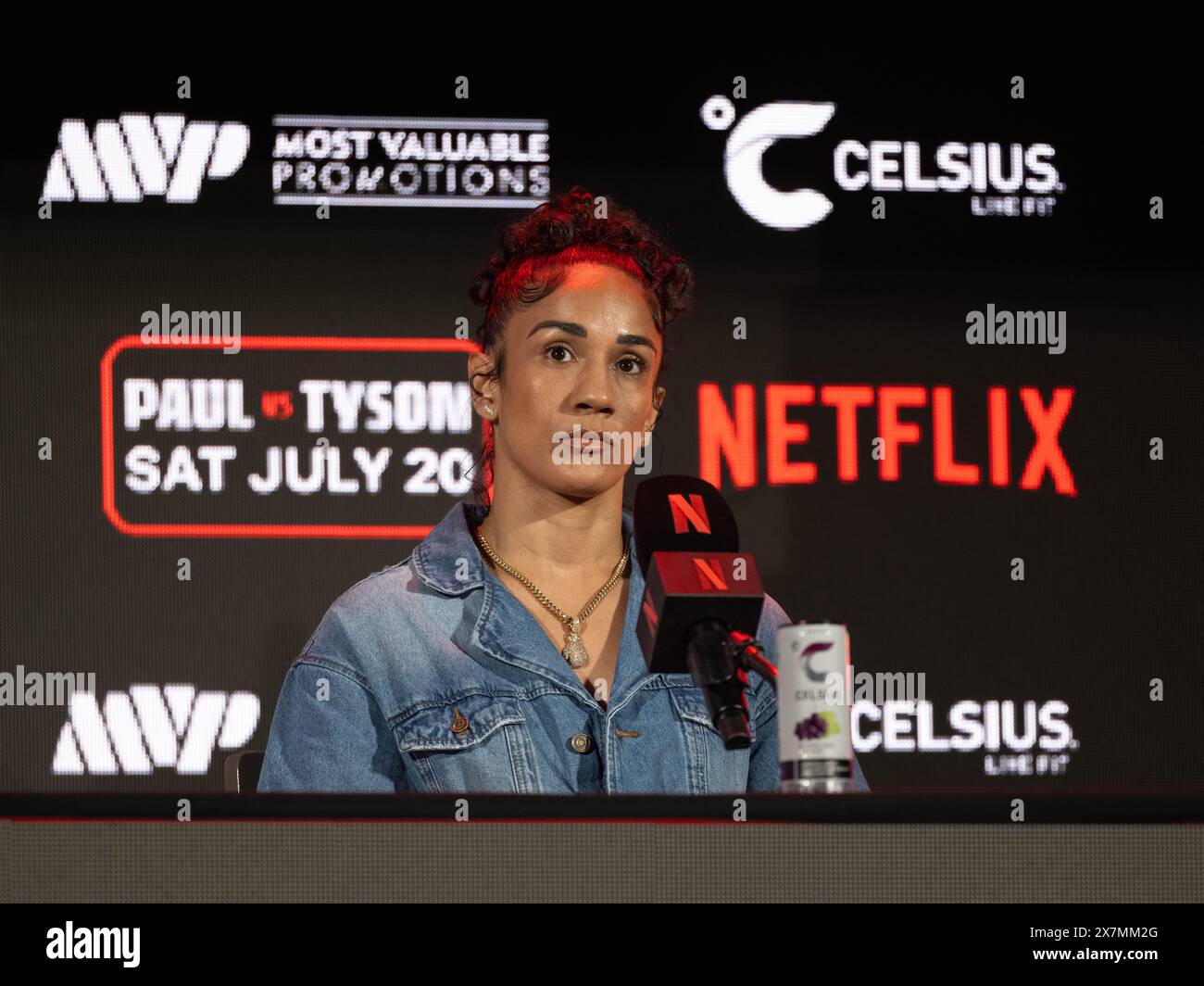 Arlington, États-Unis. 16 mai 2024. Amanda Serrano et Katie Taylor donnent une conférence de presse à Arlington, Texas, le 16 mai 2024 avant leur grand match de boxe au AT&T Stadium d'Arlington, Texas, le 20 juillet 2024. (Photo de Kory Savage/Sipa USA) crédit : Sipa USA/Alamy Live News Banque D'Images