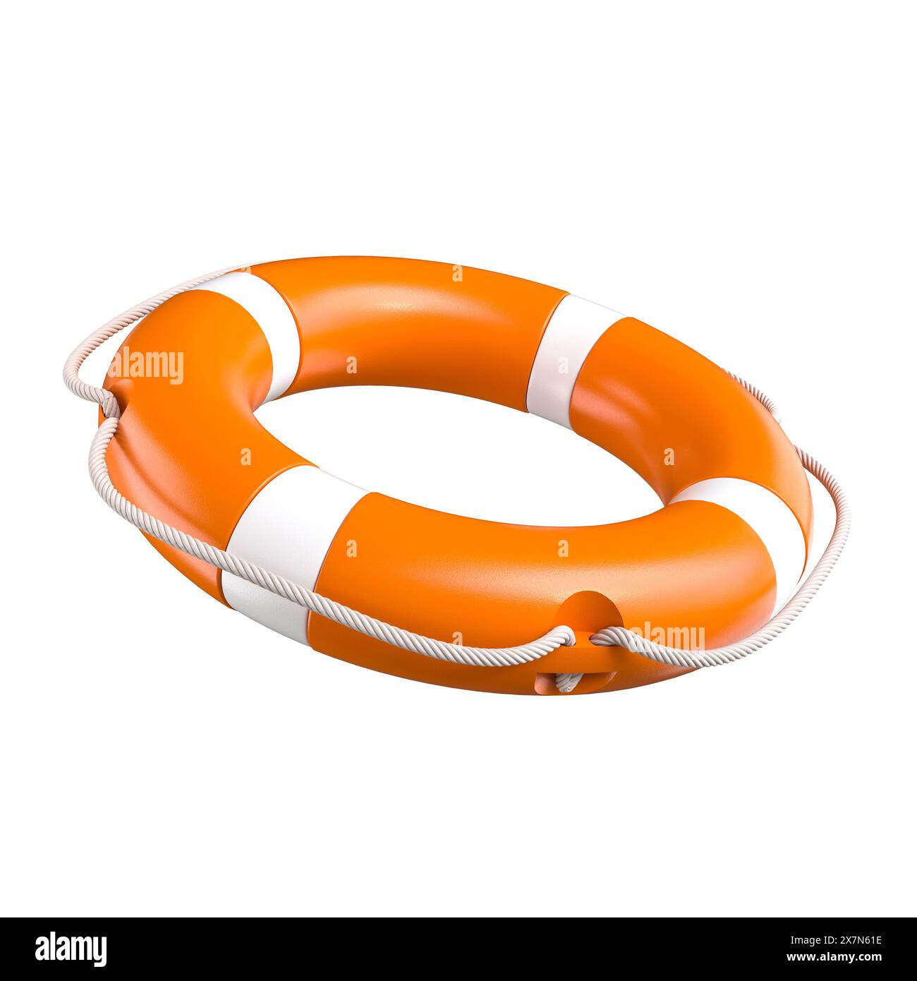 bouée de sauvetage de sécurité rayures blanches et corde isolé fond transparent Banque D'Images