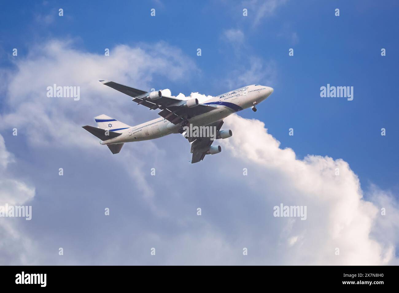 El Al Israel Airlines Boeing 747-458 en vol Banque D'Images