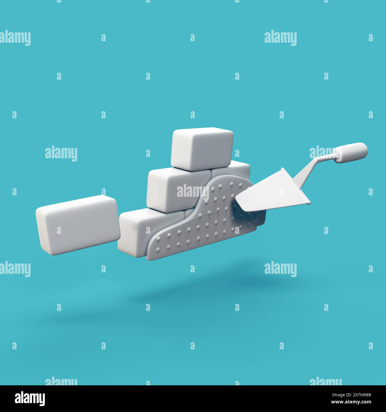 Construction de mur de briques - objet d'icône CGI 3d stylisé, pas gen ai Banque D'Images