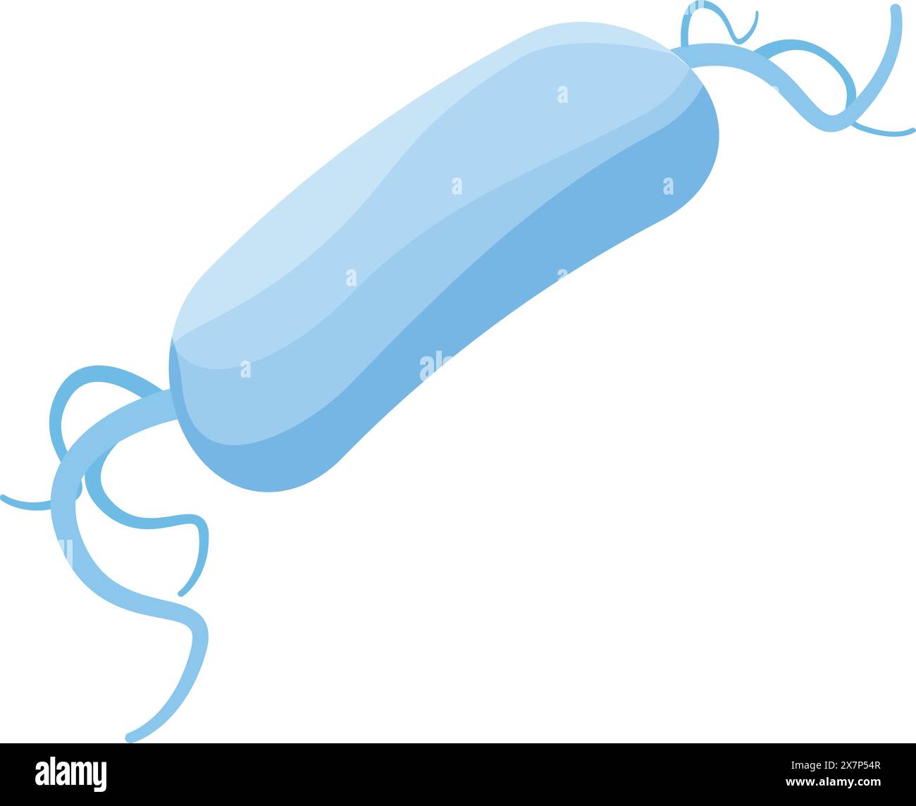 Graphique vectoriel d'un virus bactériophage bleu stylisé sur fond blanc Illustration de Vecteur