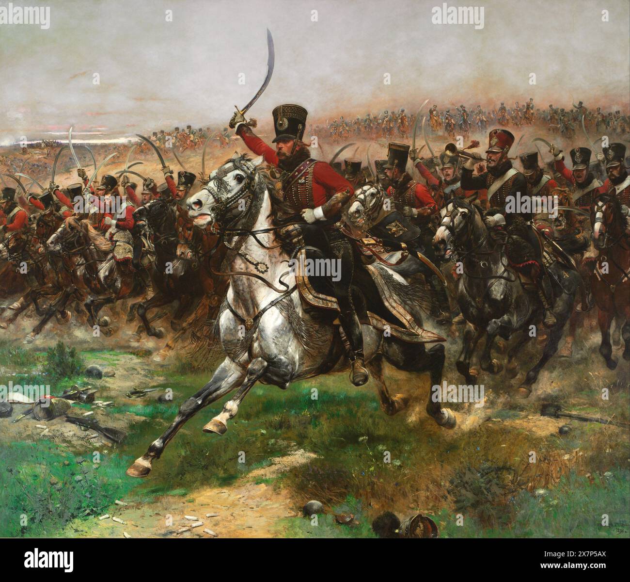 Les 4e hussards français à la bataille de Friedland, par Edouard Detaille, 1891. Édouard Detaille Banque D'Images