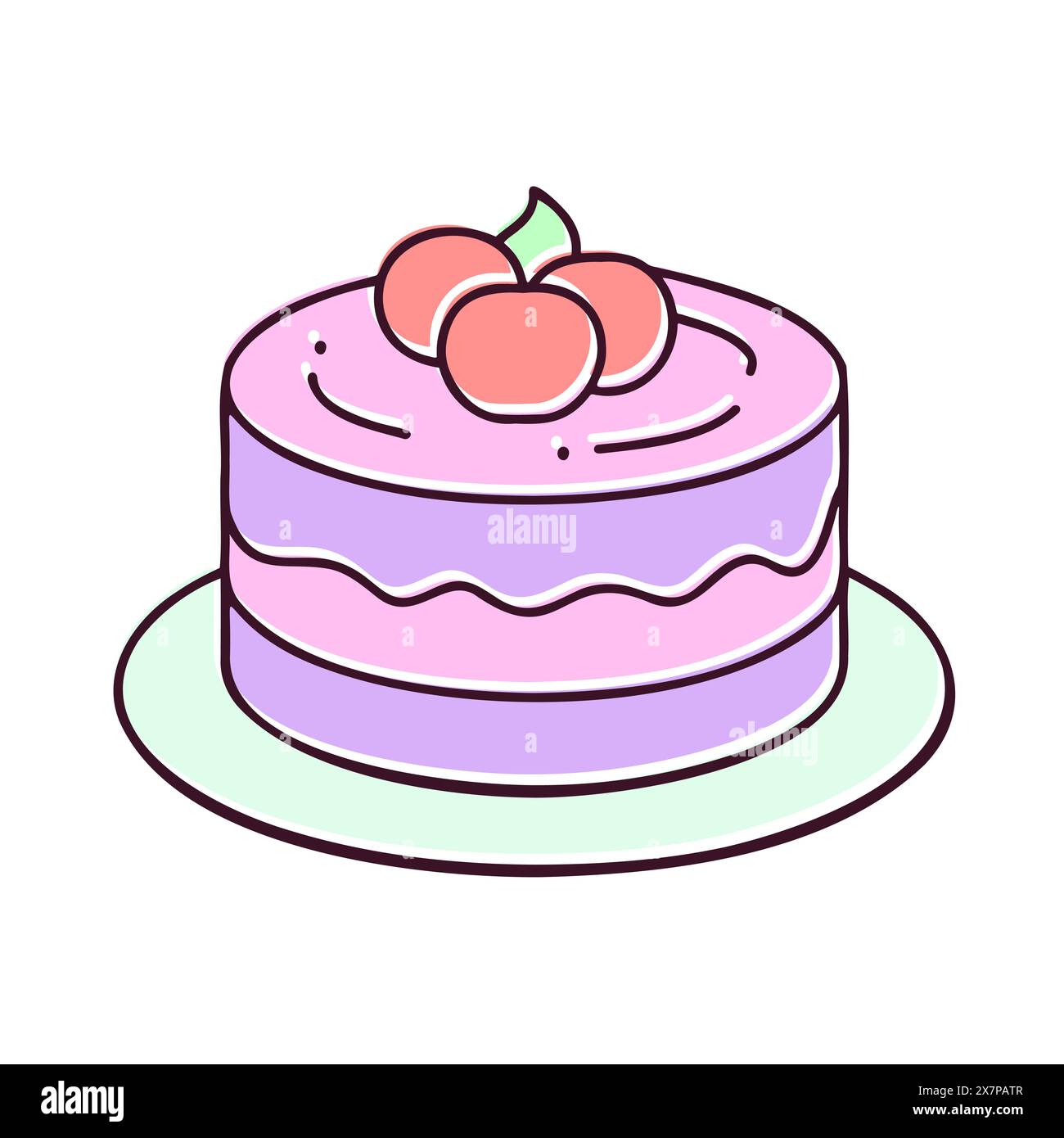 Petit gâteau cupcake avec baies, icône de logo stylisée, isolé, sur fond blanc. Illustration vectorielle Illustration de Vecteur
