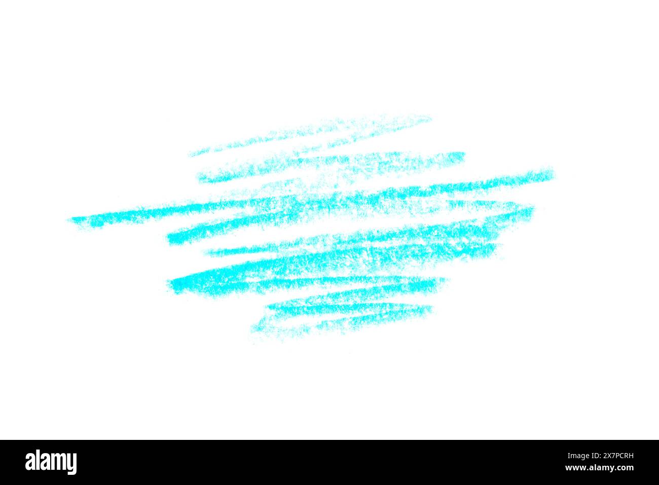 Une photo d'un trait de crayon bleu artistique sur toile blanche. Banque D'Images