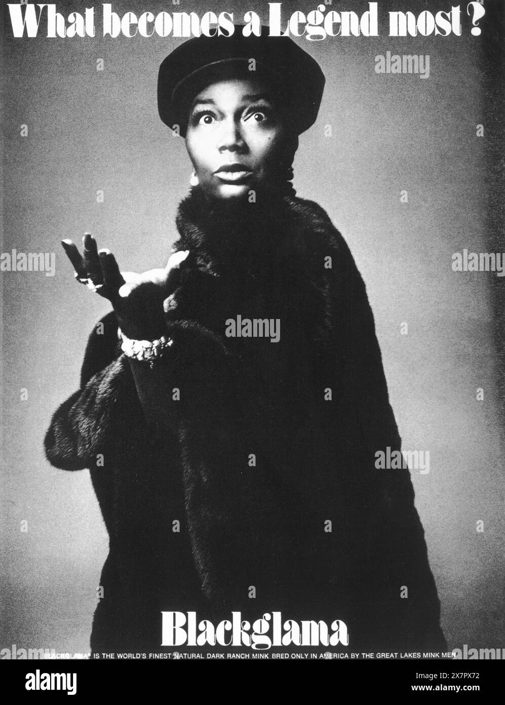 1972 Blackglama Mink annonce avec Pearl Bailey Banque D'Images