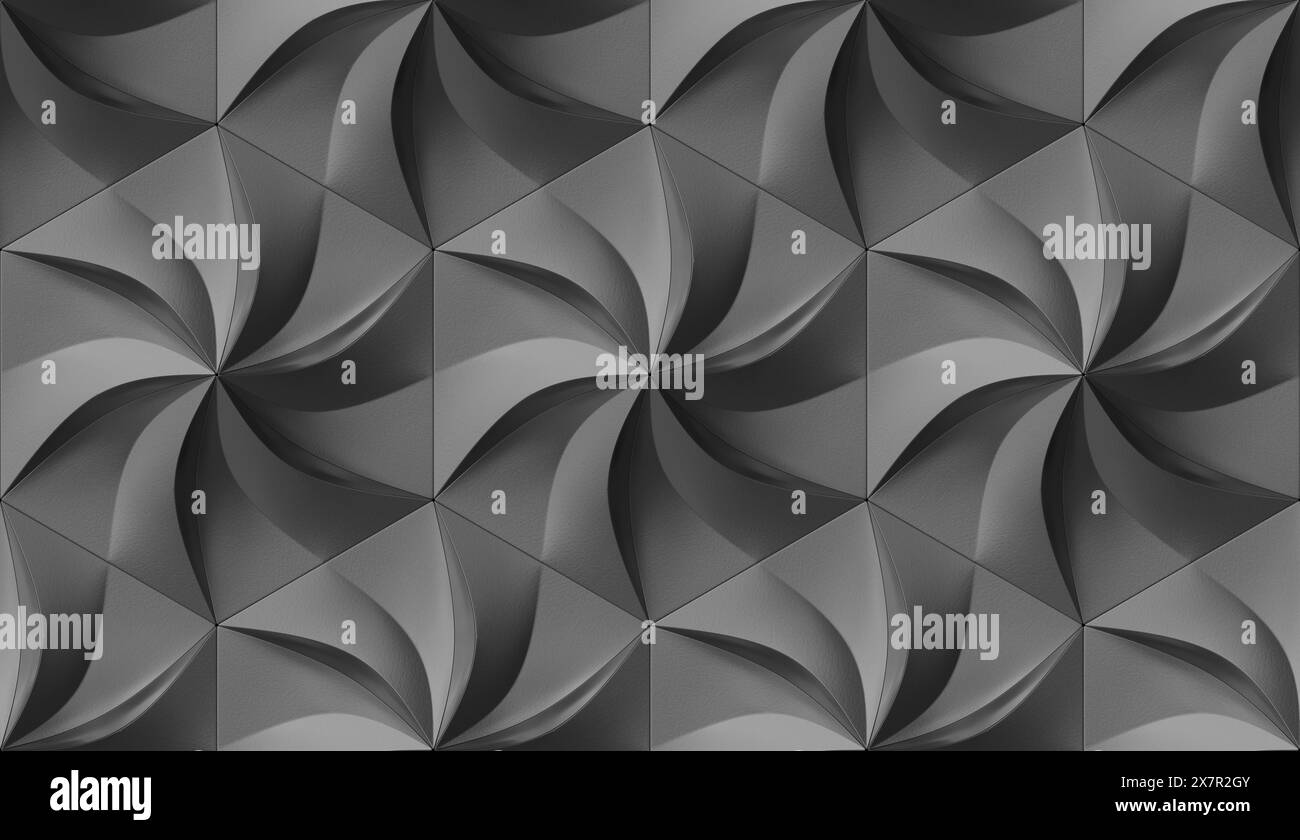 Hexagones noirs stylisés sous la forme de modules décoratifs convexes ressemblant à des fleurs. Image de haute qualité pour l'impression 300dpi Banque D'Images