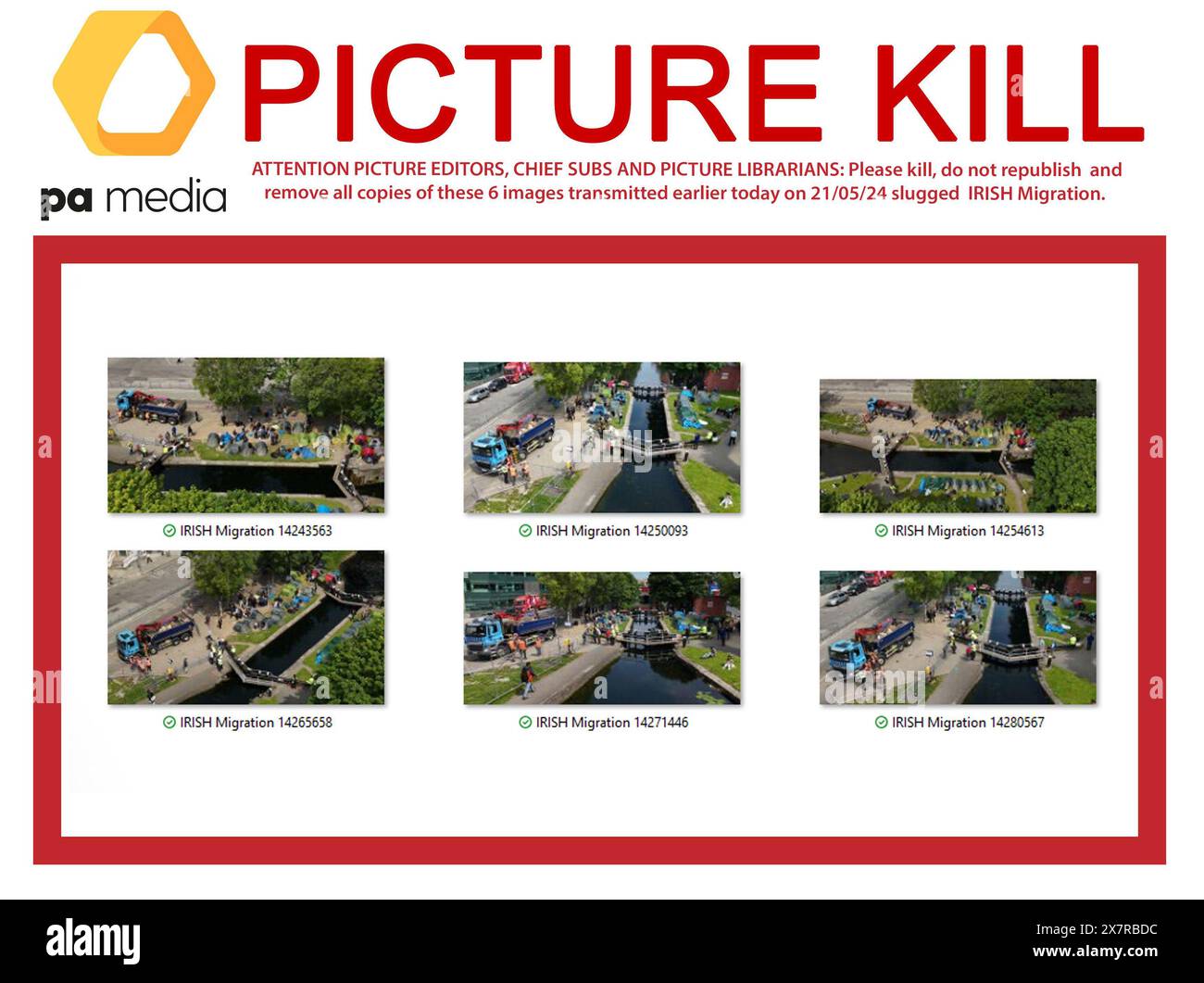 ATTENTION AUX ÉDITEURS DE PHOTOS, aux SOUS-TRAITANTS EN CHEF ET AUX BIBLIOTHÉCAIRES de photos : S'il vous plaît tuer, ne pas republier et supprimer toutes les copies de ces 6 images transmises plus tôt aujourd'hui le 21/05/24 Slugged IRISH migration. Une opération a lieu pour enlever les tentes qui ont été dressées par des demandeurs d'asile le long d'un tronçon du Grand canal, Dublin. Date de la photo : mardi 21 mai 2024. Banque D'Images