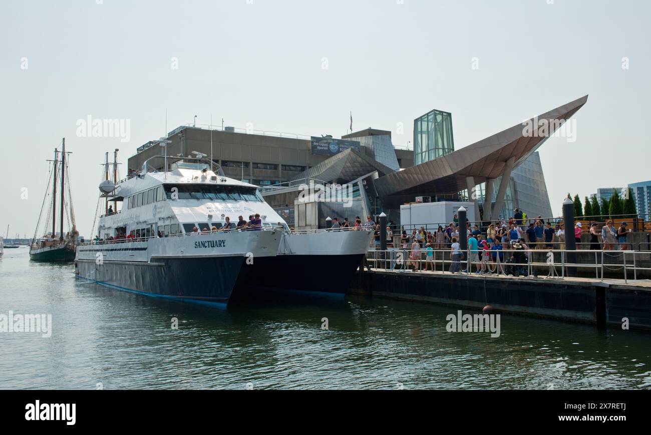 Bateau d'observation des baleines. Aquarium de Nouvelle-Angleterre à Central Wharf. Boston, Massachusetts, États-Unis Banque D'Images