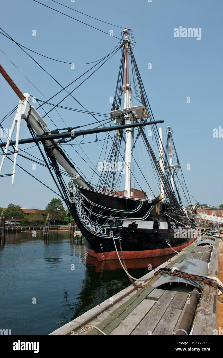 USS Constitution (Old Ironsides). Constitution Wharf, Charlestown, Massachusetts, États-Unis Banque D'Images