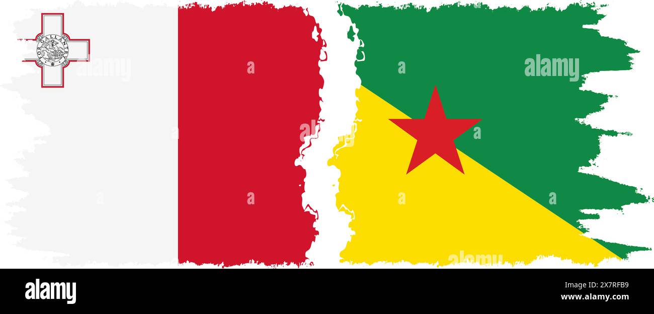 Guyane française et Malte grunge drapeaux connexion, vecteur Illustration de Vecteur