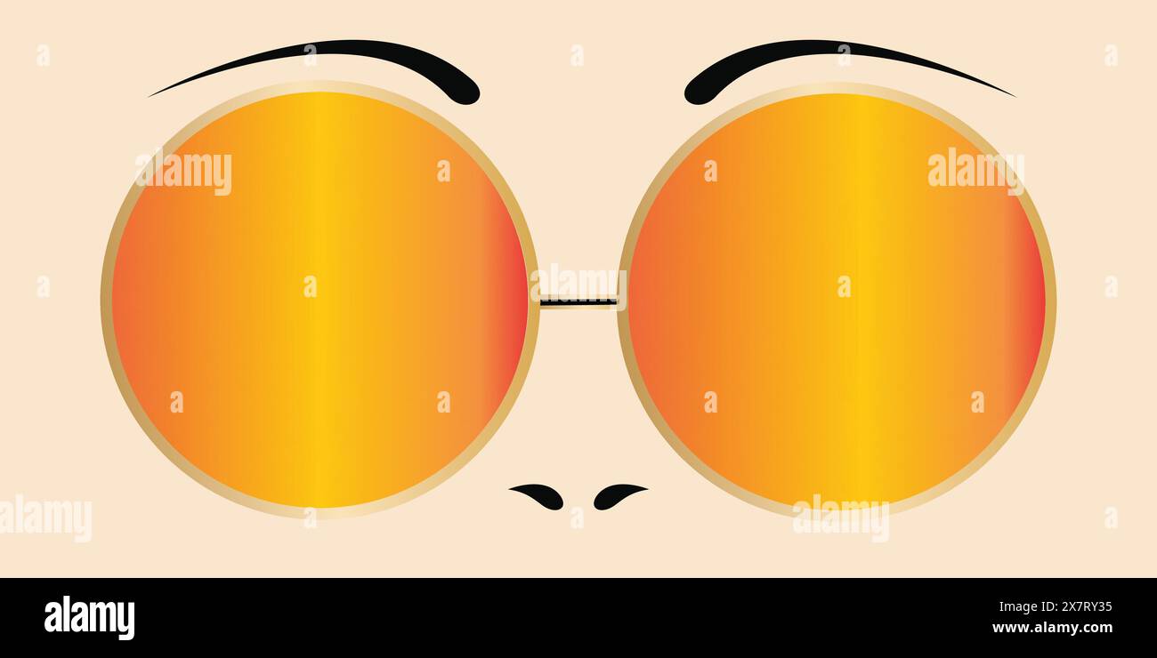 Lunettes de soleil avec des verres miroirs sur le visage d’une femme Illustration de Vecteur