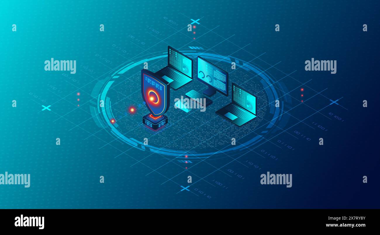 Concept de sécurité réseau - la pratique de protéger un réseau informatique contre l'accès non autorisé - illustration 3D. Banque D'Images