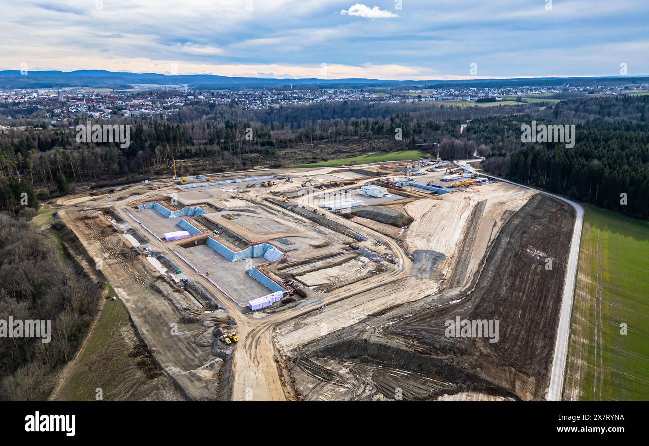 Rottweil, Allemagne, 2 mars 2024 : vue du chantier de construction du nouvel établissement pénitentiaire de Rottweil. La construction de la coquille a commencé en 2024. Le nouveau Banque D'Images