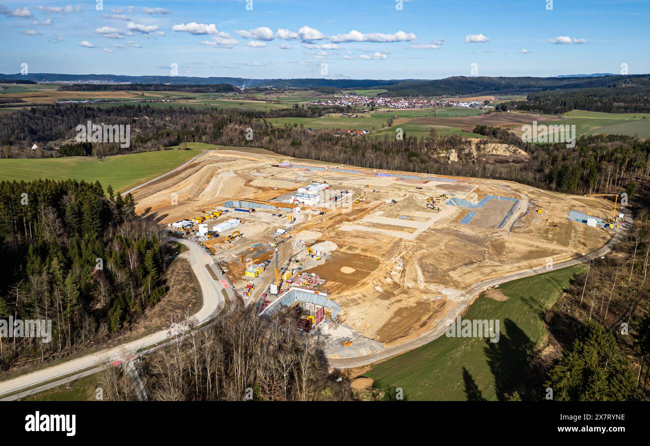 Rottweil, Allemagne, 2 mars 2024 : vue du chantier de construction du nouvel établissement pénitentiaire de Rottweil. La construction de la coquille a commencé en 2024. Le nouveau Banque D'Images