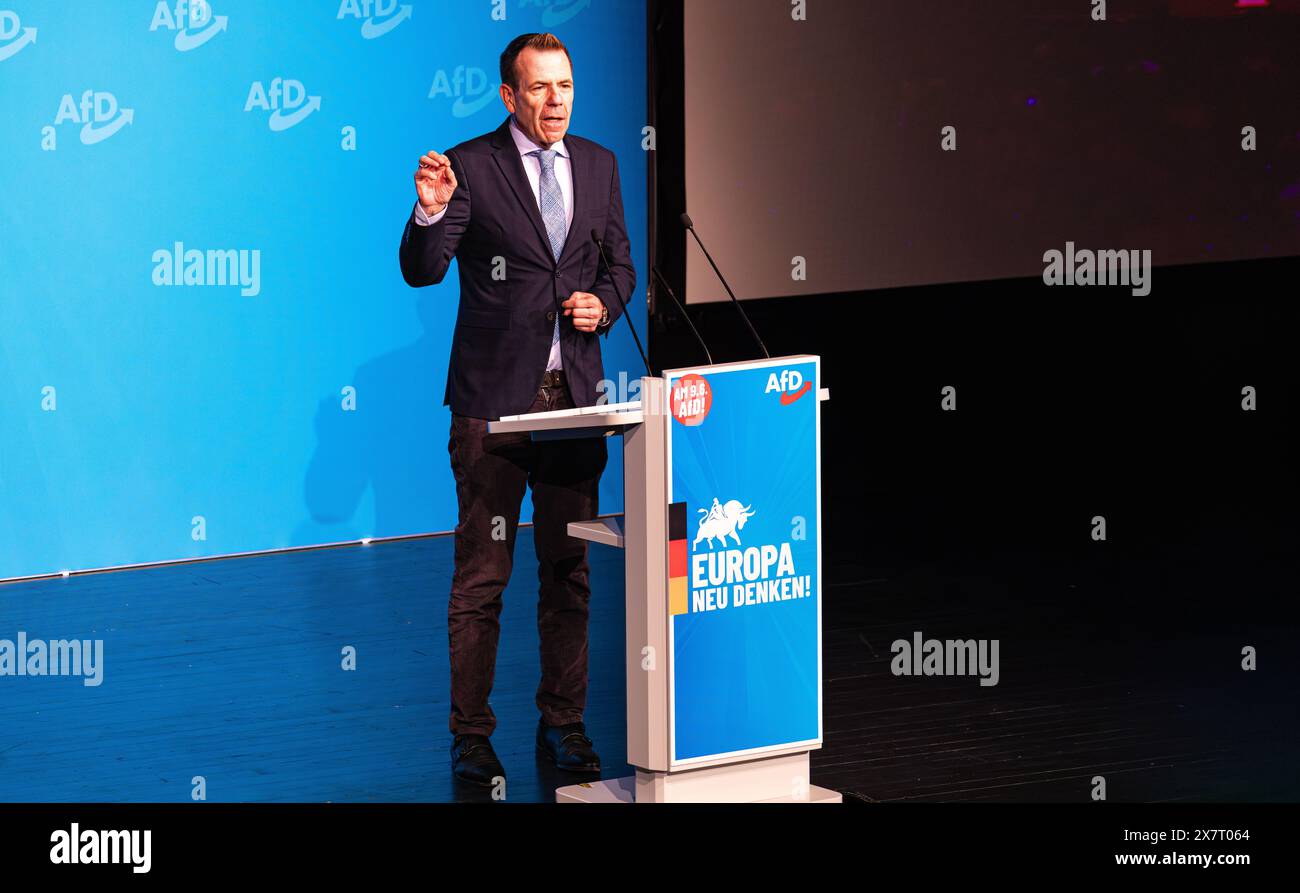 Donaueschingen, Allemagne, 27 avril 2024 : le politicien de FPÖ Harald Vilimsky, qui est également membre du Parlement européen, lors de son discours à la Banque D'Images