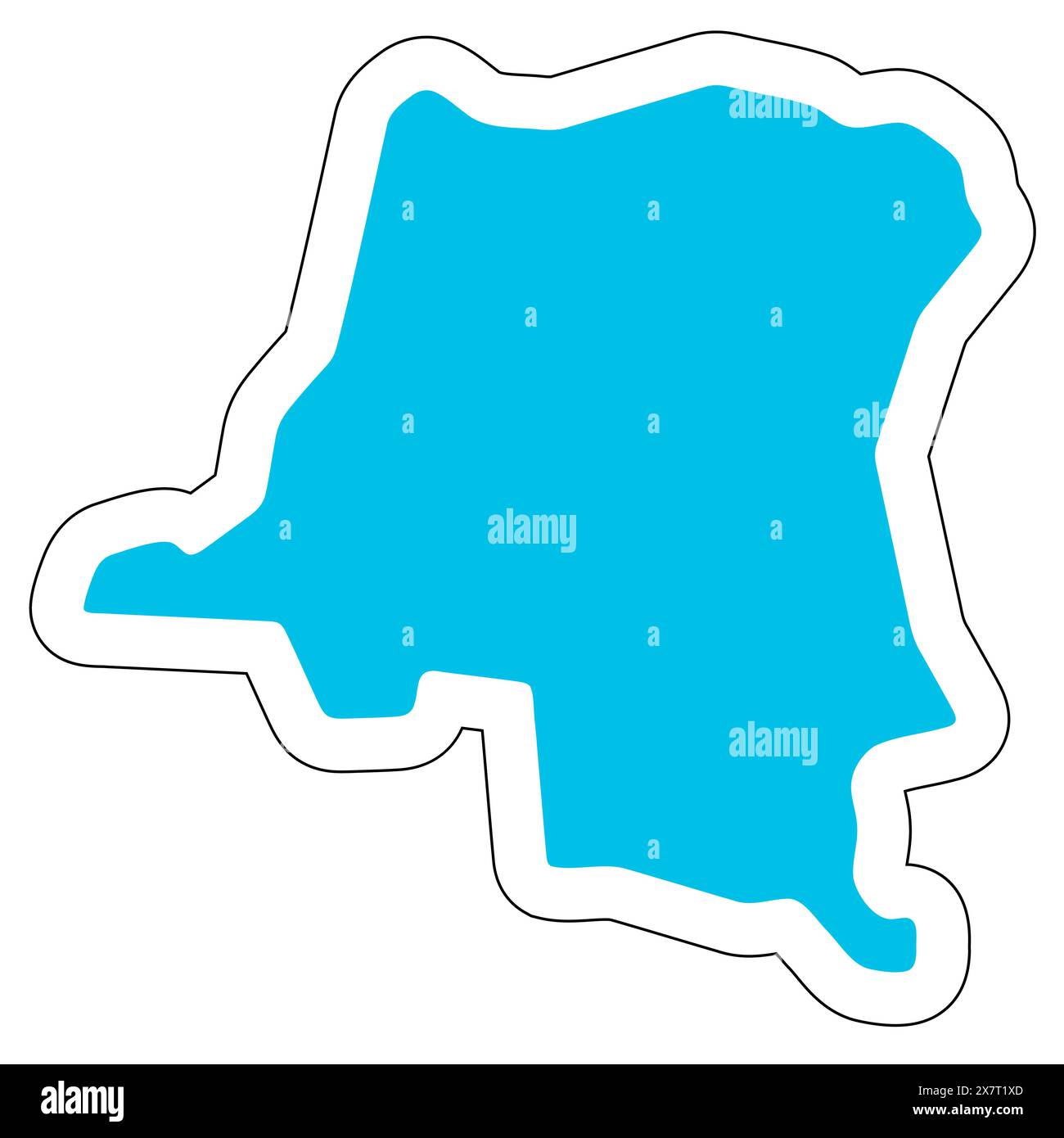 Silhouette de pays de la République démocratique du Congo. Carte détaillée élevée. Autocollant vecteur bleu solide avec contour blanc isolé sur fond blanc. Illustration de Vecteur Silhouette de pays de la République démocratique du Congo. Carte détaillée élevée. Autocollant vecteur bleu solide avec contour blanc isolé sur fond blanc. Illustration de Vecteur