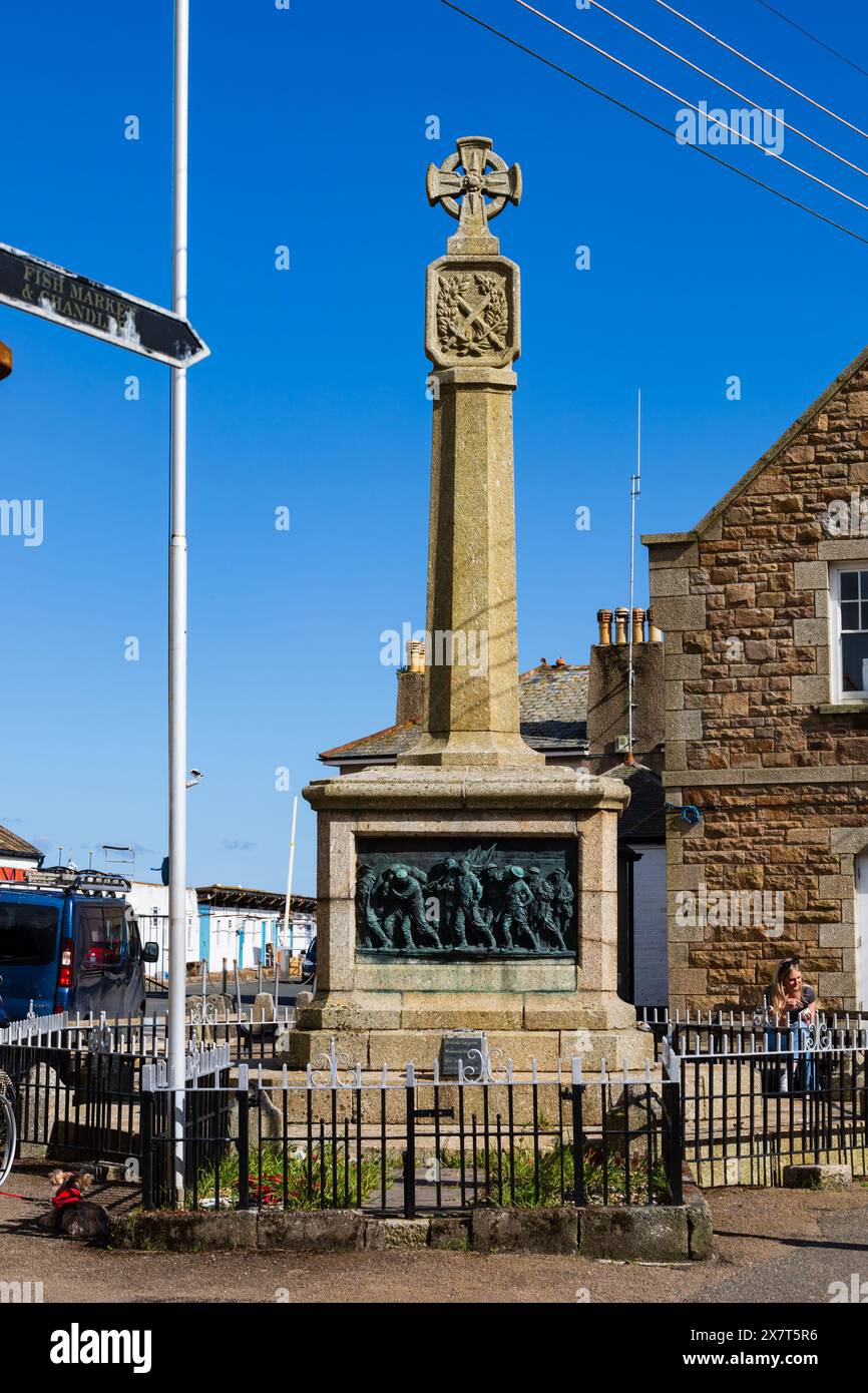 Mémorial de la guerre, Newlyn, Cornouailles, West Country, Angleterre Banque D'Images