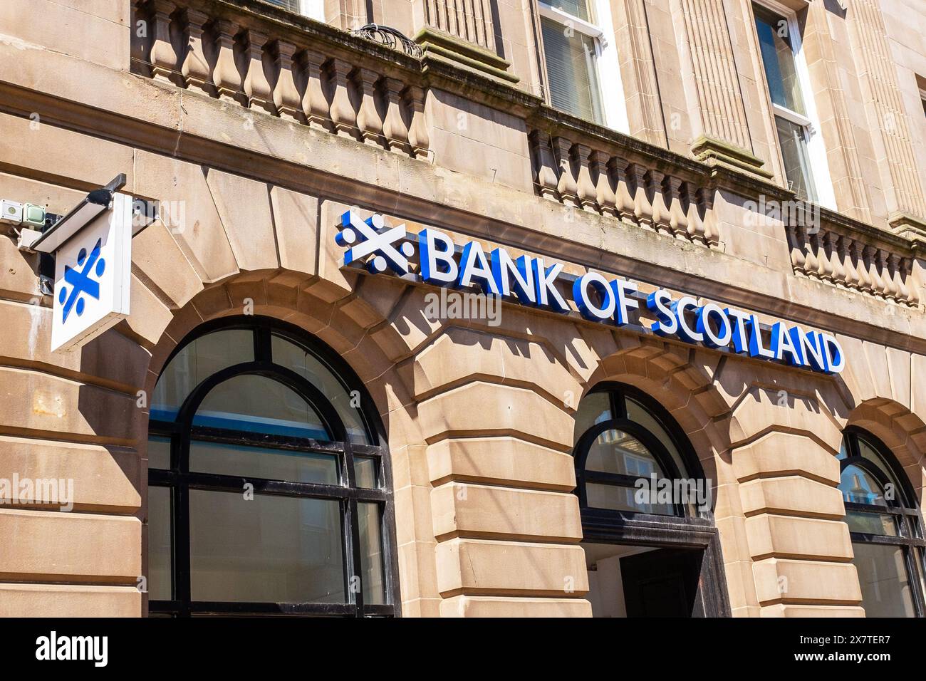 Signe et logo de la Bank of Scotland, Ayr, Scotland, UK Banque D'Images