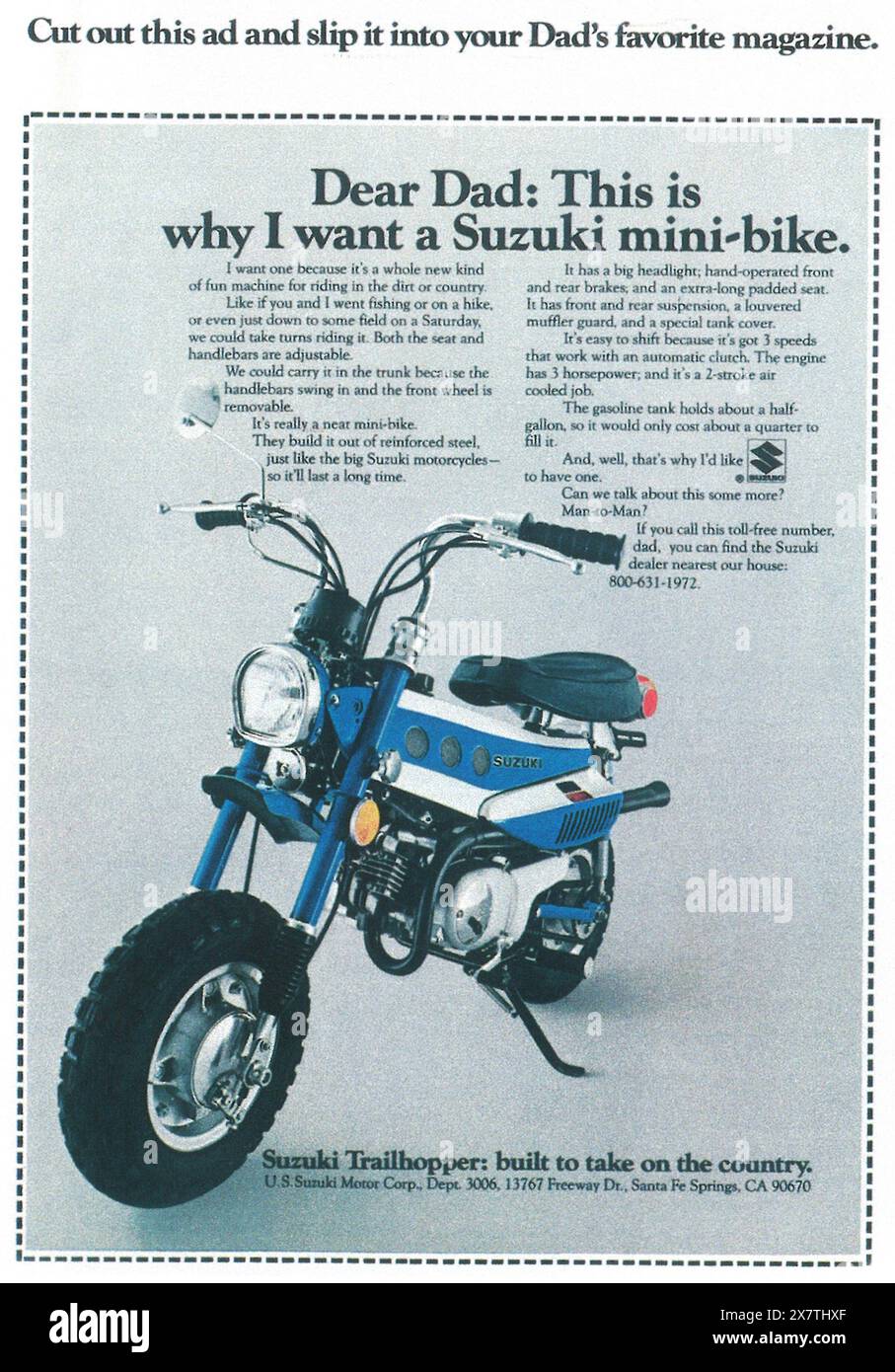 Annonce Suzuki Trailhopper Mini-Bike 1971 Banque D'Images