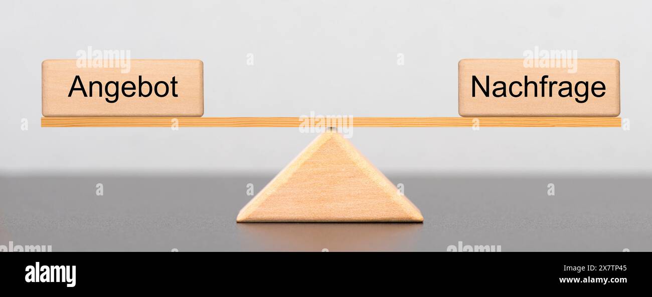 Angebot und Nachfrage Angebot und Nachfrage regelt den Markt und steht auf der Kippe *** offre et demande offre et demande régit le marché et Banque D'Images