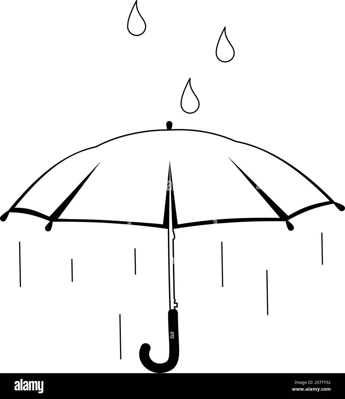 Parapluie et pluie dans la technique d'art au trait. Illustration vectorielle Illustration de Vecteur