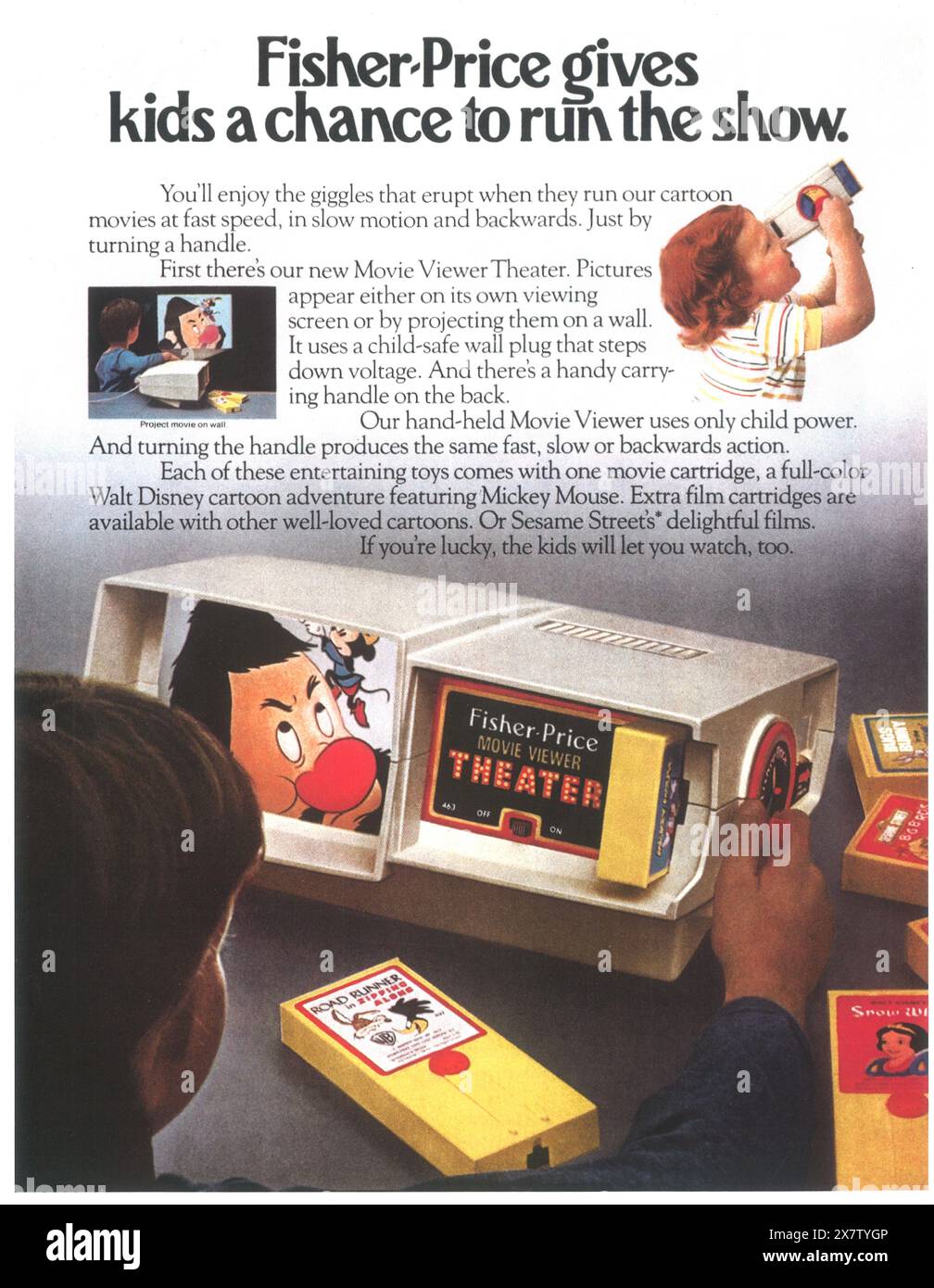 Publicité cinéma Fisher-Price 1977 Banque D'Images