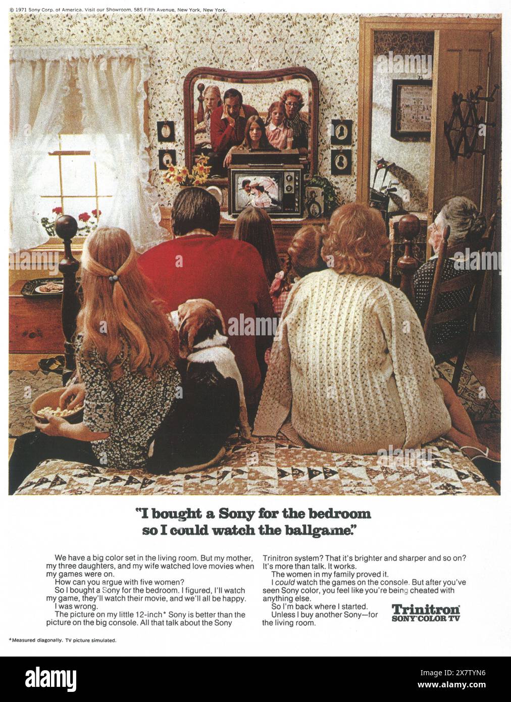 Publicité télévisée Sony Trinitron 1971 Banque D'Images