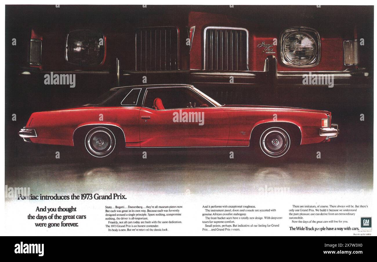 Publicité pour la Grand Prix 1973 de Red Pontiac Banque D'Images