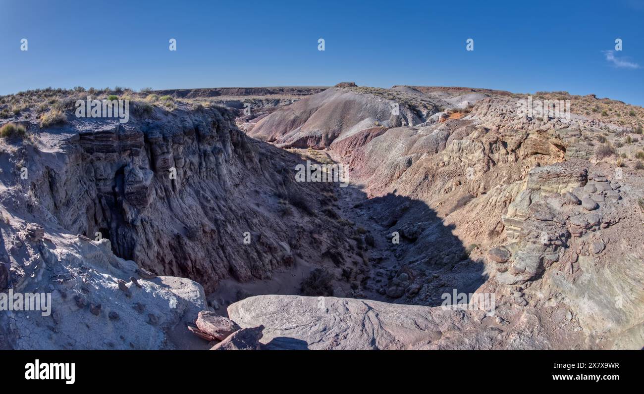Une cascade sèche à l'ouest de Hamilili point dans le parc national Petrified Forest National Park Arizona. Banque D'Images