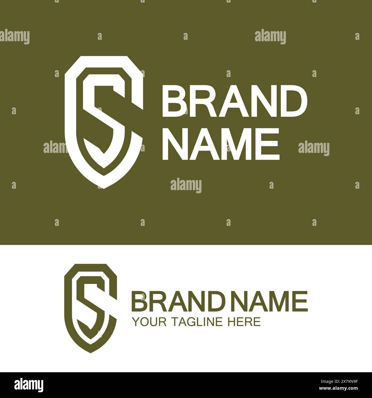 Logo CS ou logo SC. Logo monogramme lettre créative CS ou SC en forme de bouclier. Illustration de Vecteur