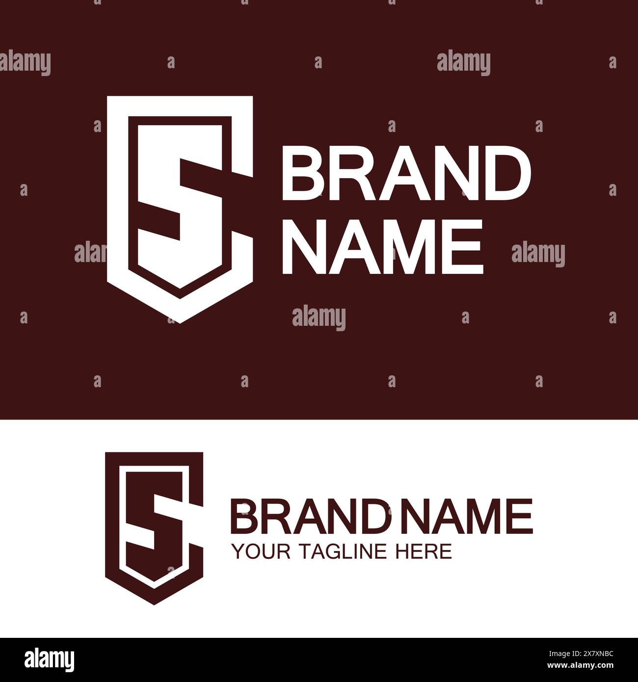 Logo CS ou logo SC. Logo monogramme lettre créative CS ou SC en forme de bouclier. Illustration de Vecteur