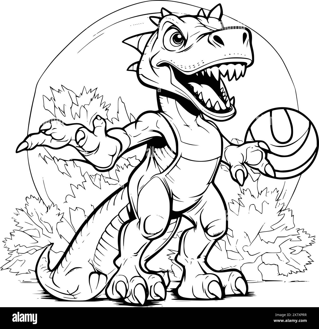 Dinosaur joue à Basketball Coloring pages for Kids Illustration de Vecteur