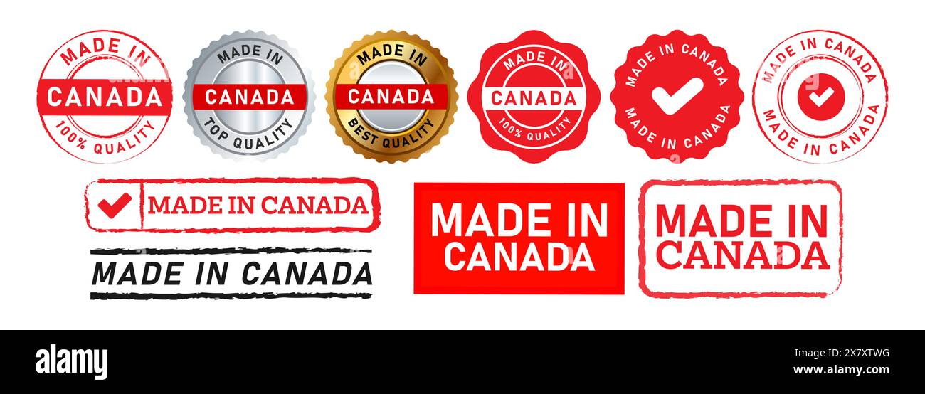 fabriqué au canada timbre et sceau badge étiquette signe autocollant pour l'industrie des produits de qualité fabriqués par le pays Illustration de Vecteur