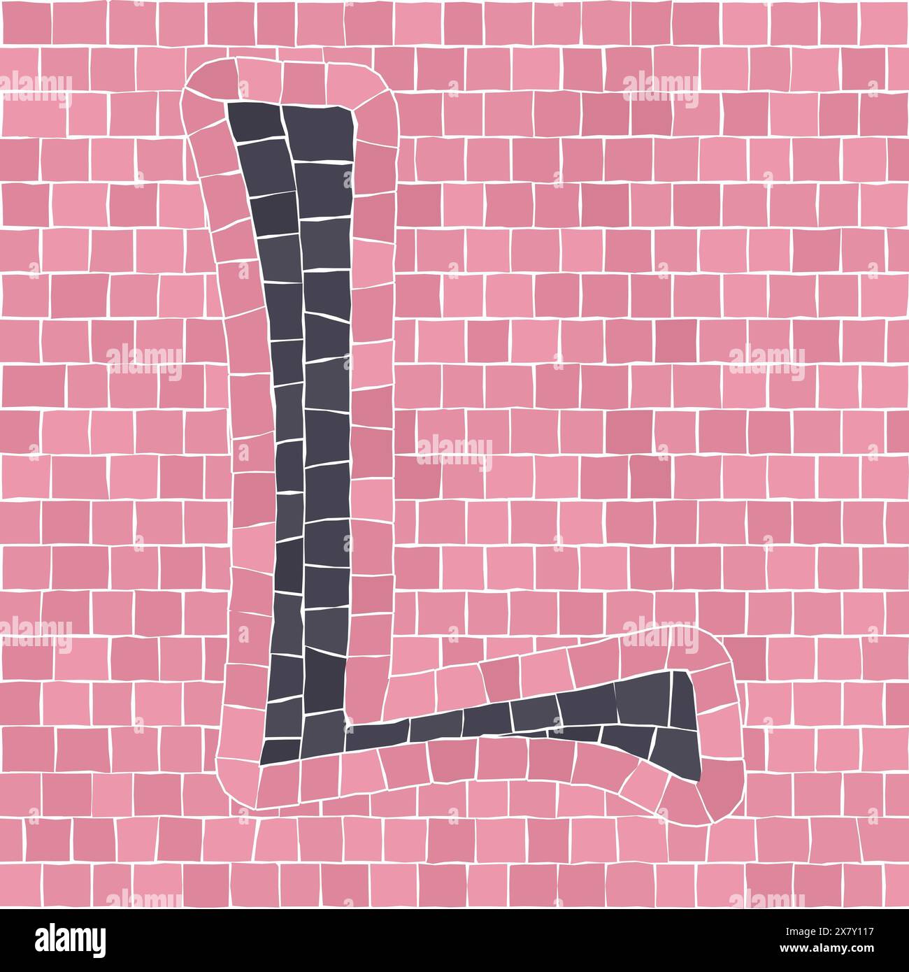 Mosaïque carreaux lettre L. EPS 10 modèle horizontal sans couture vectoriel de conception plate éditable Banque D'Images