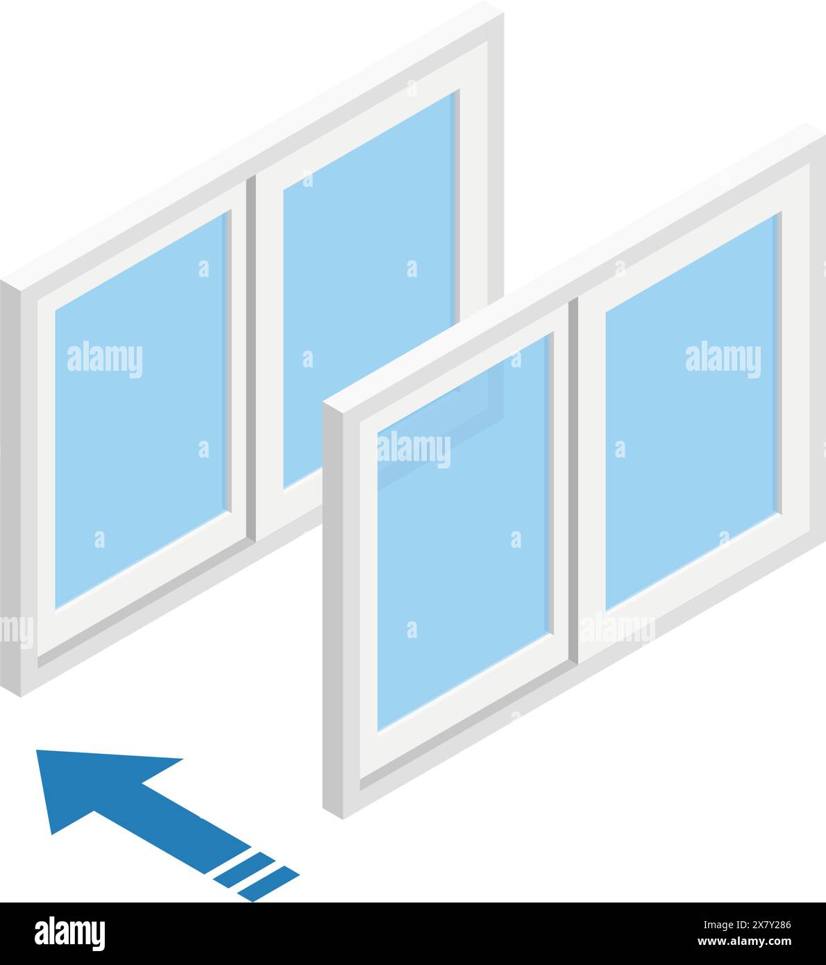 Fenêtres à double vitrage Illustration des mesures de réduction du bruit qui peuvent être prises dans les propriétés de location, illustration vectorielle Illustration de Vecteur