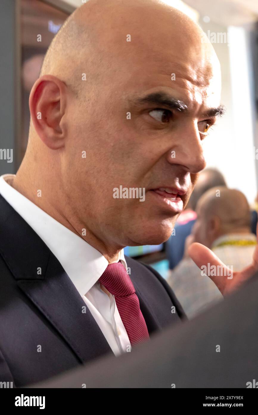 Le président suisse Alain Berset au Festival du film de Locarno le 1er août 2018 à l'occasion de la fête nationale de la Suisse au Tessin, Suisse, Europe Banque D'Images