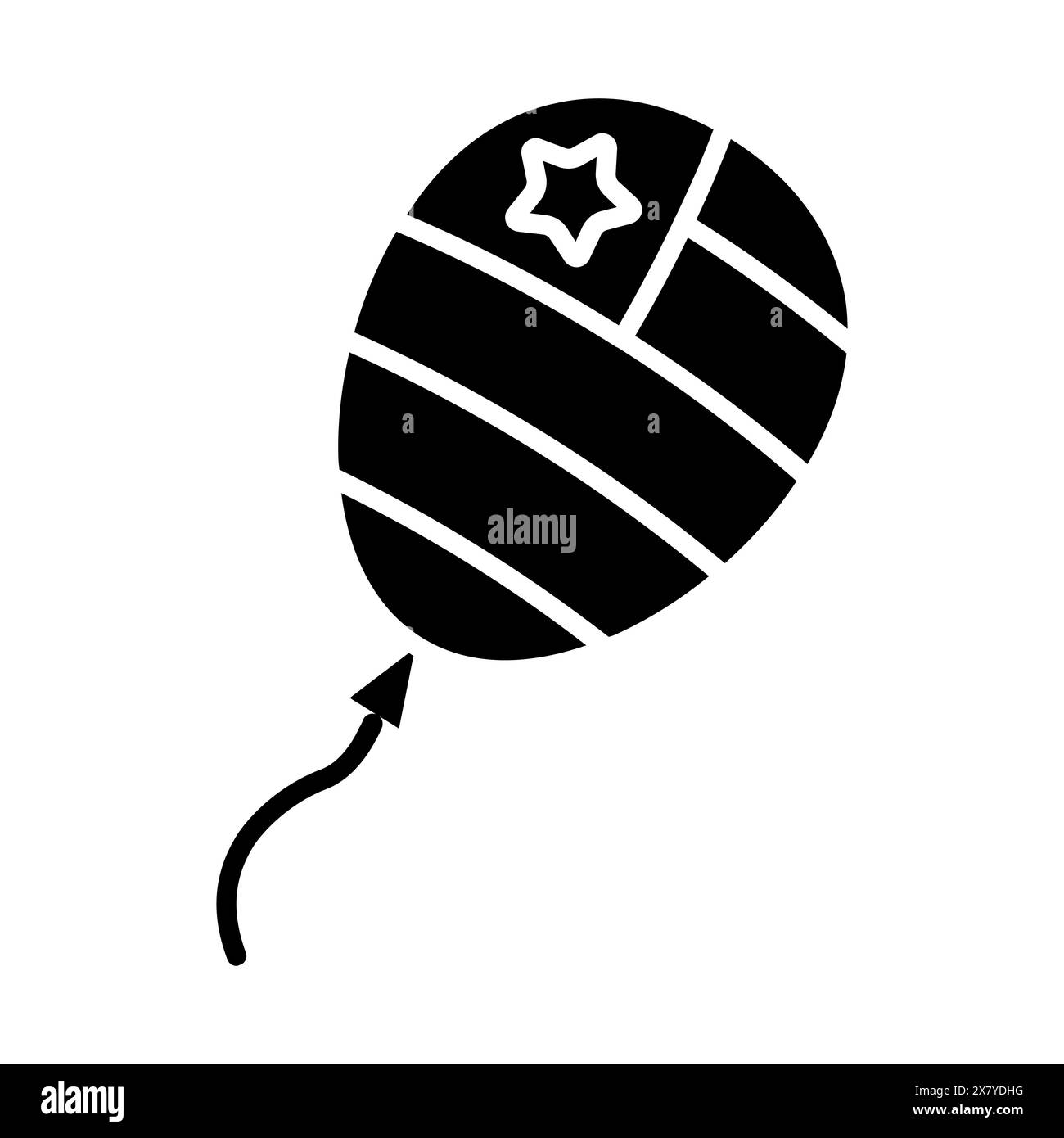 Icône de ballon patriotique. Ballon rouge, blanc et bleu avec motif étoiles et rayures. Concept de célébration et de décoration festive. Illustration de Vecteur