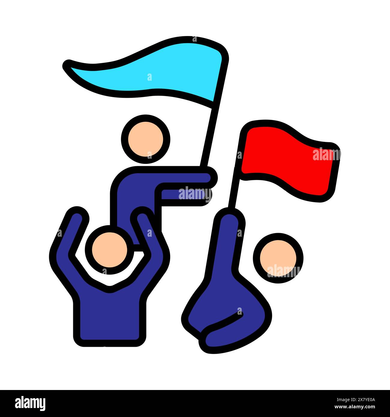 Les gens avec un drapeau. Protestation, élections, rassemblement, liberté, indépendance, guerre civile, liberté d'expression, manifestation, détention, volonté du peuple, deb Illustration de Vecteur