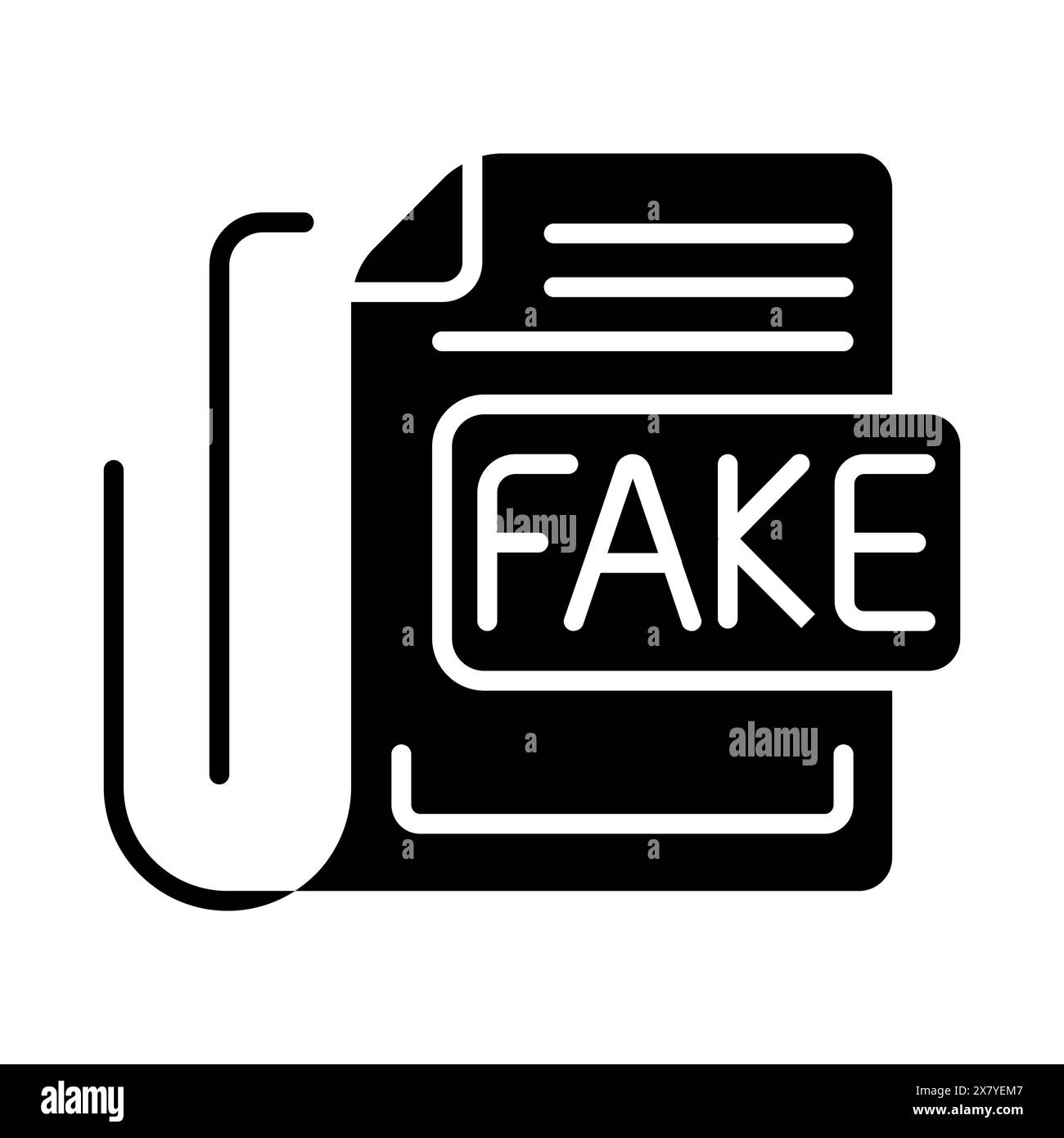 Icône de jeu de fausses nouvelles. Journal, fausse étiquette, désinformation, tromperie médiatique, canular, faux reportages, ère numérique, désinformation, culture de l'information. Illustration de Vecteur