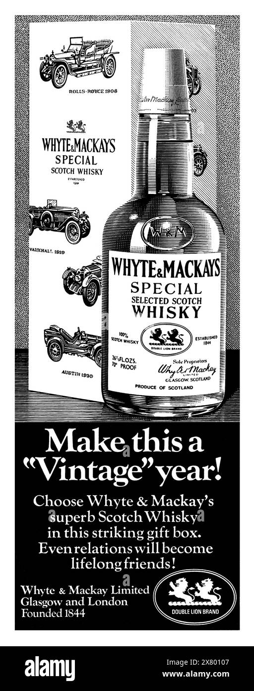 1971 publicité britannique pour Whyte & Mackays Scotch Whisky. Banque D'Images