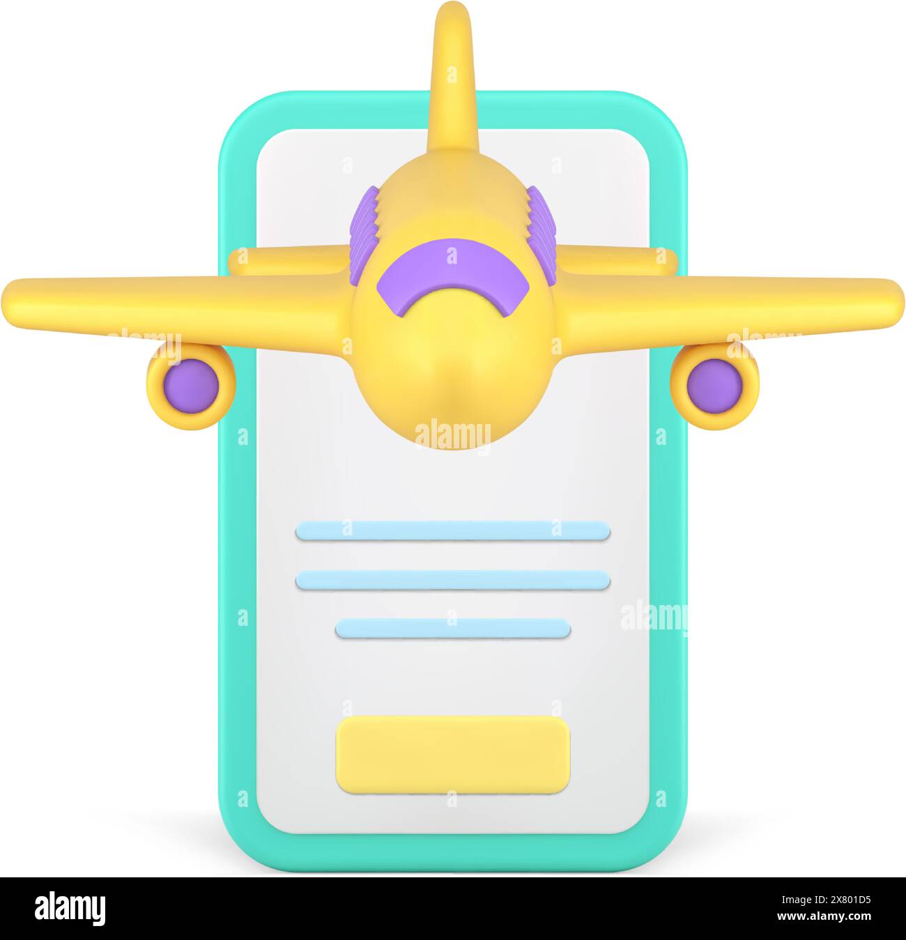 Avion enregistrement en ligne dans la carte d'embarquement ticket service d'application de téléphone mobile réaliste 3d illustration vectorielle d'icône. DAT. Documents numériques de transport aérien Illustration de Vecteur