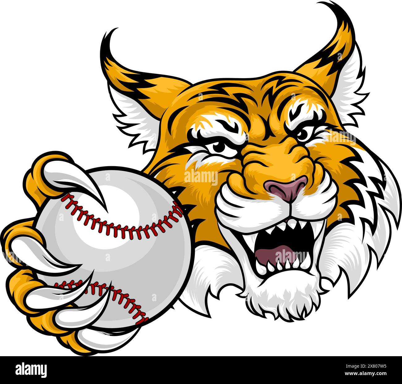 Wildcat Bobcat Baseball Animal Team Mascot Illustration de Vecteur