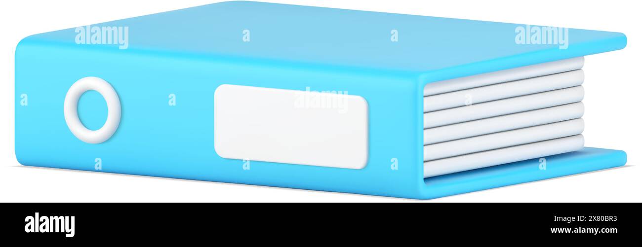 Couché sur son côté bleu dossier de bureau icône 3D. Archives fermées contenant des informations commerciales. Titulaire des rapports annuels et des projets d'enregistrement. Boîtier vide f Illustration de Vecteur