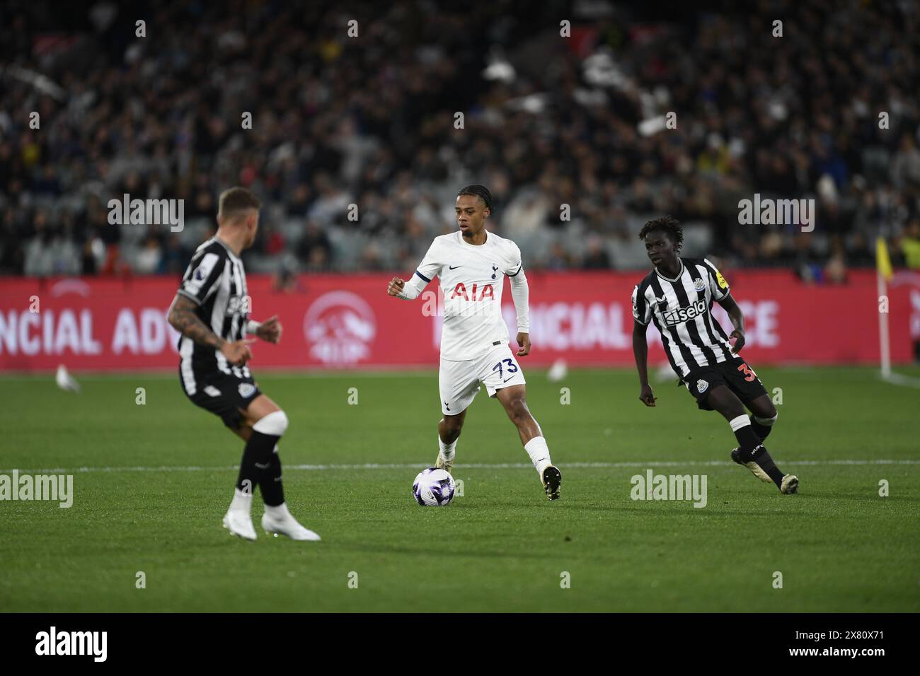 MELBOURNE, AUSTRALIE. 22 mai 2024. Sur la photo : le milieu de terrain de Tottenham Hotspur Tyrese Hall (73) en action pendant la semaine mondiale du football anglais des équipes de premier rang amicales au MCG de Melbourne. Crédit : Karl Phillipson/Alamy Live News Banque D'Images