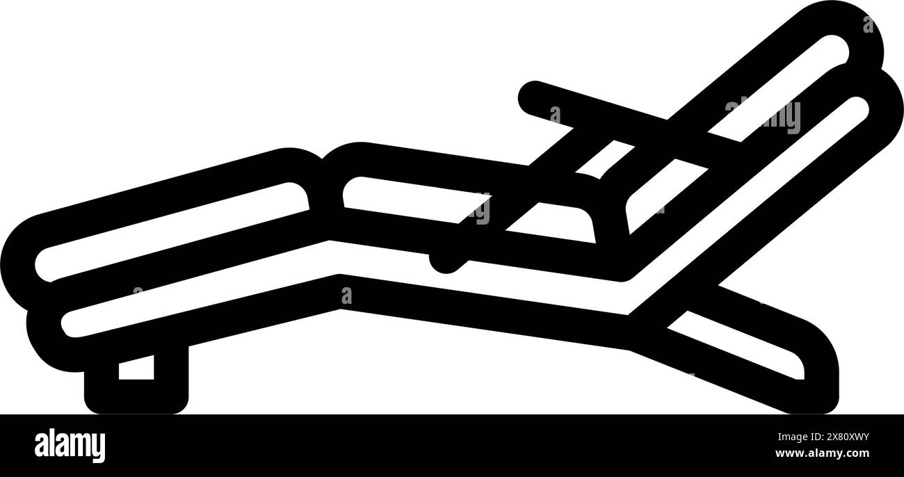 illustration vectorielle d'icône de ligne de meubles d'extérieur de chaise longue Illustration de Vecteur